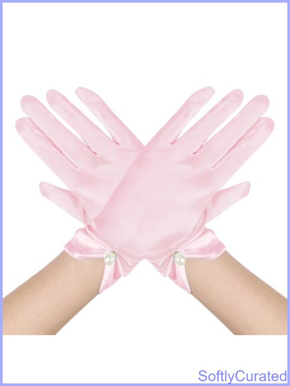 Women's Satin Gloves with Pearl, Tea Party Gloves for Wedding Opera